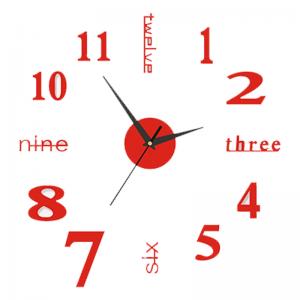 Novelty modern design home decorative wall sticker clock 3D frameless large DIY wall clock