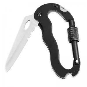 5 in 1 Multi Carabiner Hanging Buckle Tool Gear Multifunctional Folding Knife Outdoor Camping Hiking Mountain Climbing Tool