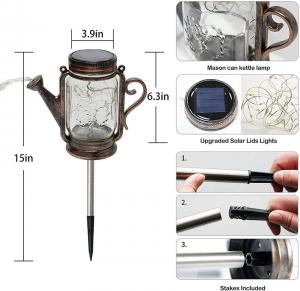 Lawn Lamp Waterproof Outdoor Suspend Shower Led Solar Mason Jar Kettle Light Landscape Lighting Lamp