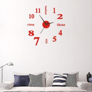 Novelty modern design home decorative wall sticker clock 3D frameless large DIY wall clock